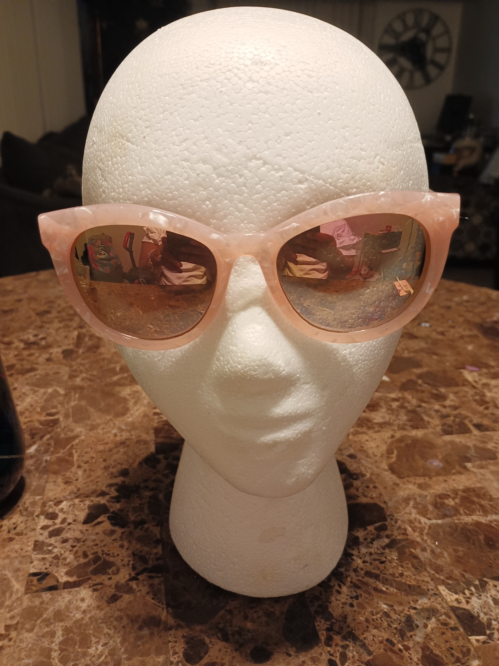 Foster Grant Pearl Pink Cat-Eye Sunglasses with Mirrored Lenses